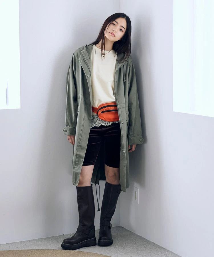 預購🇯🇵earth music&ecology 全3色 腰間抽繩×連帽 長版軍裝外套