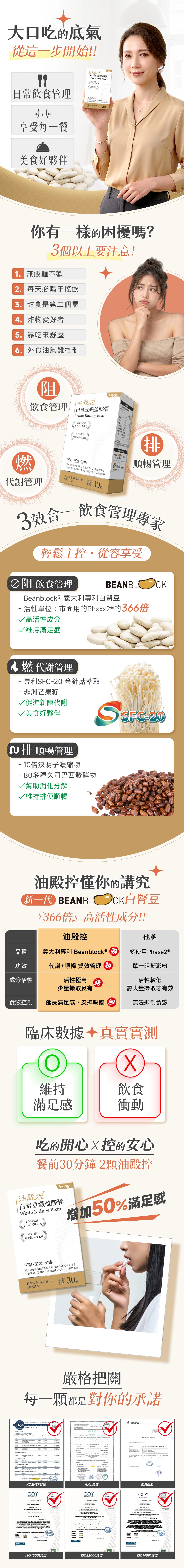 白腎豆,專利白腎豆,義大利專利,金針菇萃取,阻斷澱粉, 分解油膩 飽足有感,減少熱量囤積,促進新陳代謝,包覆油脂,促進腸道蠕動,幫助排便順暢, 雙重阻斷,維持餐後穩定,減少甜食負擔,阻斷活性,澱粉愛好者,懶得運動,脂肪囤積,大餐罪惡感,體重反彈,生理代謝慢,外食族,蔬菜攝取不足,控體態,體脂管理,控糖,吃大餐不罪惡