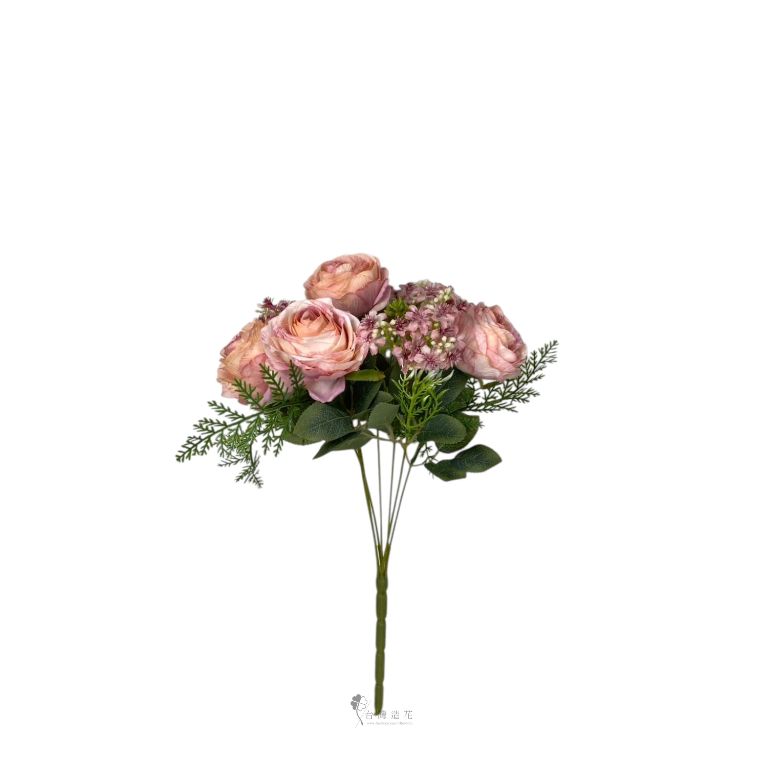 田園包菜玫瑰花束(粉)