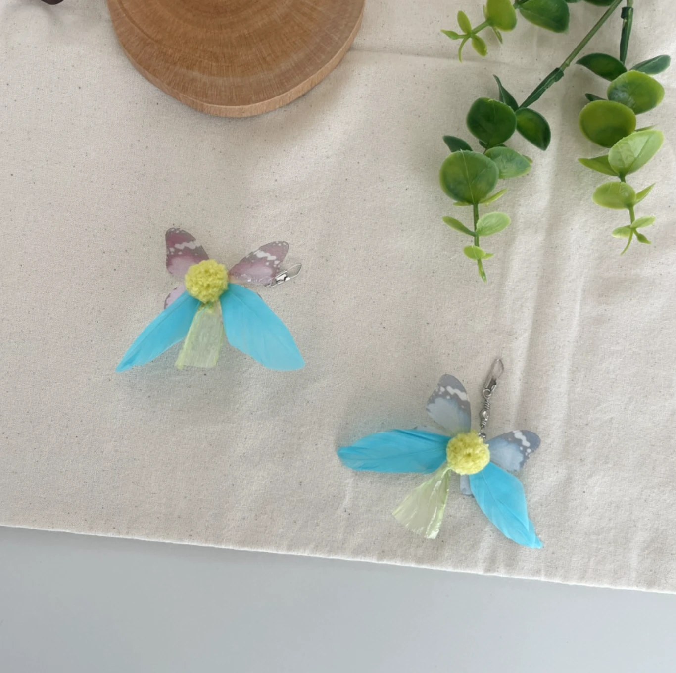 【Moon Rabbit】粉藍蝶蝶｜手工逗貓頭｜Made in Korea