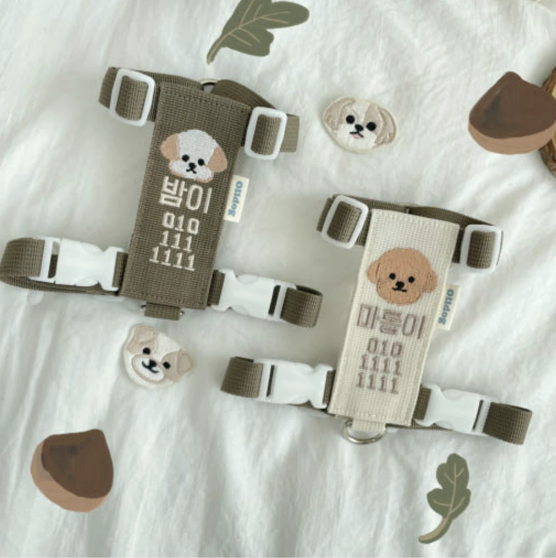 【Olidog】韓國莫蘭迪手工客製Ｈ胸背帶｜粗寬｜Made in Korea