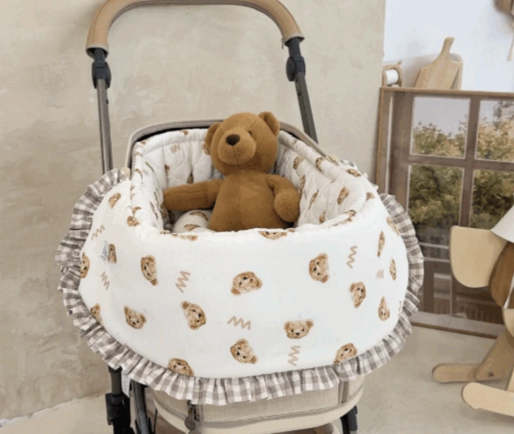【Dear Puppy】夏日小熊一體式雙面推車墊｜Made in Korea