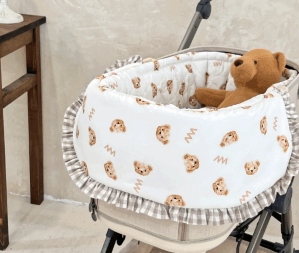 【Dear Puppy】夏日小熊一體式雙面推車墊｜Made in Korea