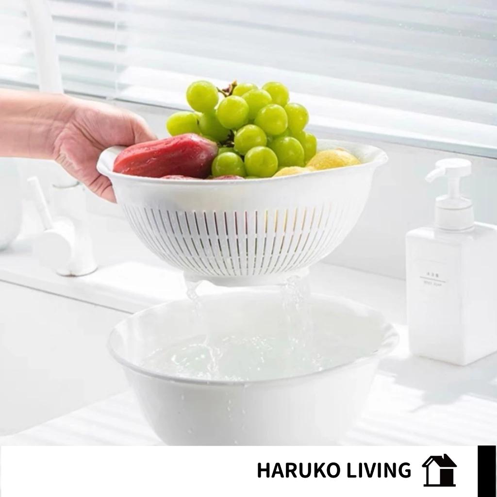【春子家】 日本製 迷你瀝水籃 1.5L 雙層瀝水籃 洗菜籃 瀝水盆 洗菜盆 餐具瀝水 瀝水籃 蔬果清洗盆 多功能瀝水籃
