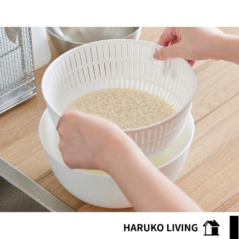 【春子家】瀝水盆 日本製 白色瀝水盆 洗米盆 洗菜盆 蔬果盆 濾水盆