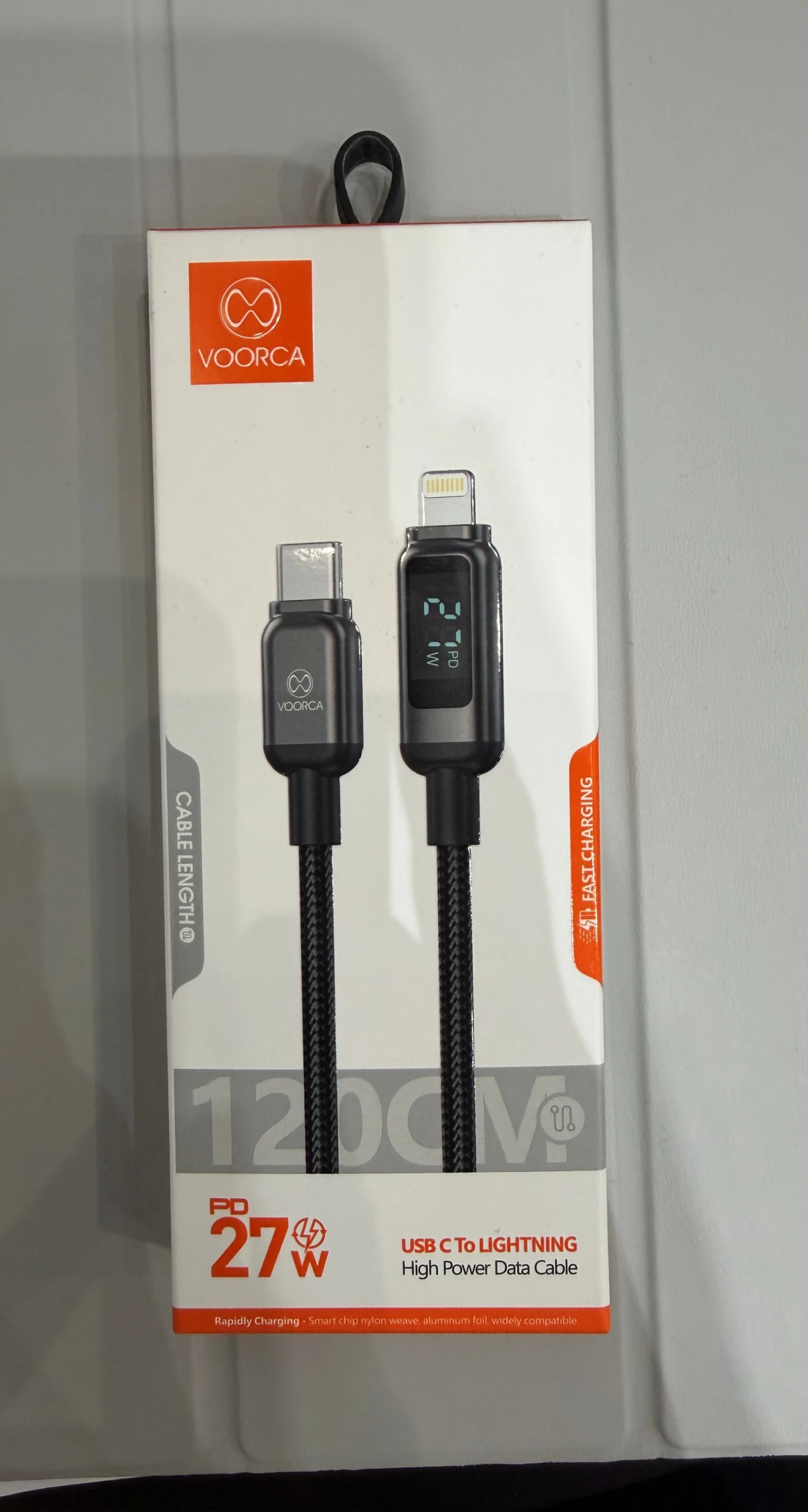 雅現鋅合金 數顯 充電傳輸線 27W (Usb-C-lightning)