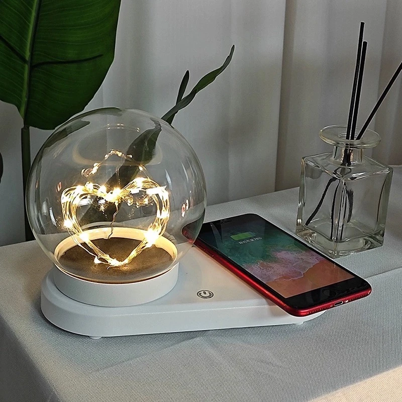 永生花圓球玻璃＋手機無線充電藍芽音響
