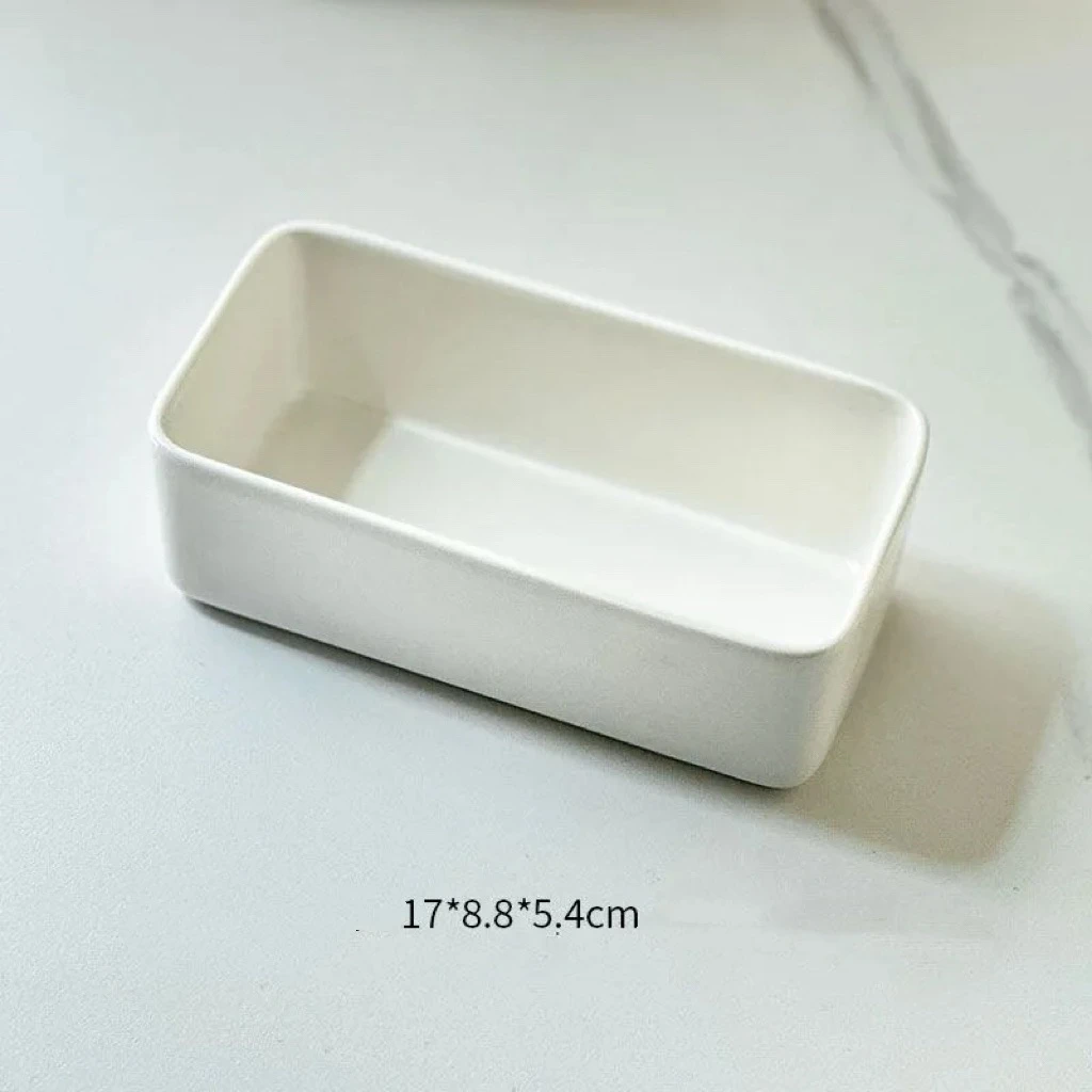 長方形白色小瓷盆