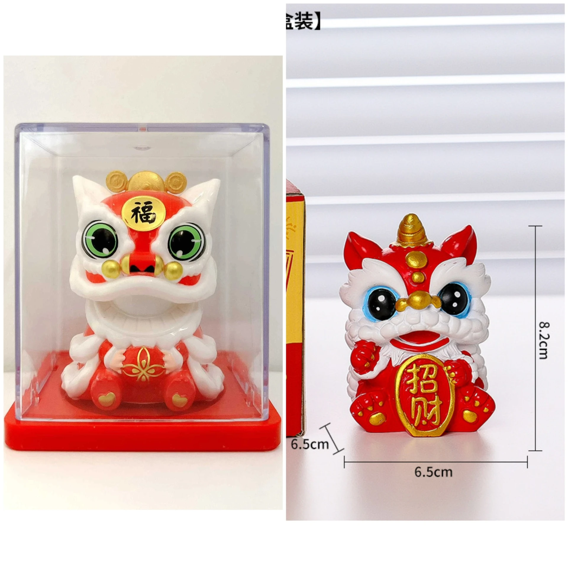舞獅擺飾 2吋太陽能搖頭/一般樹脂款