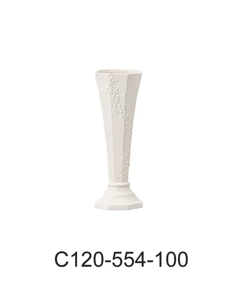 Clay 大陶瓷 花瓶 C120-554-100立體雕花角錐 白