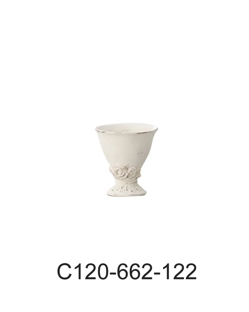 Clay小陶瓷花器C120-662-122 古典玫瑰 復古白