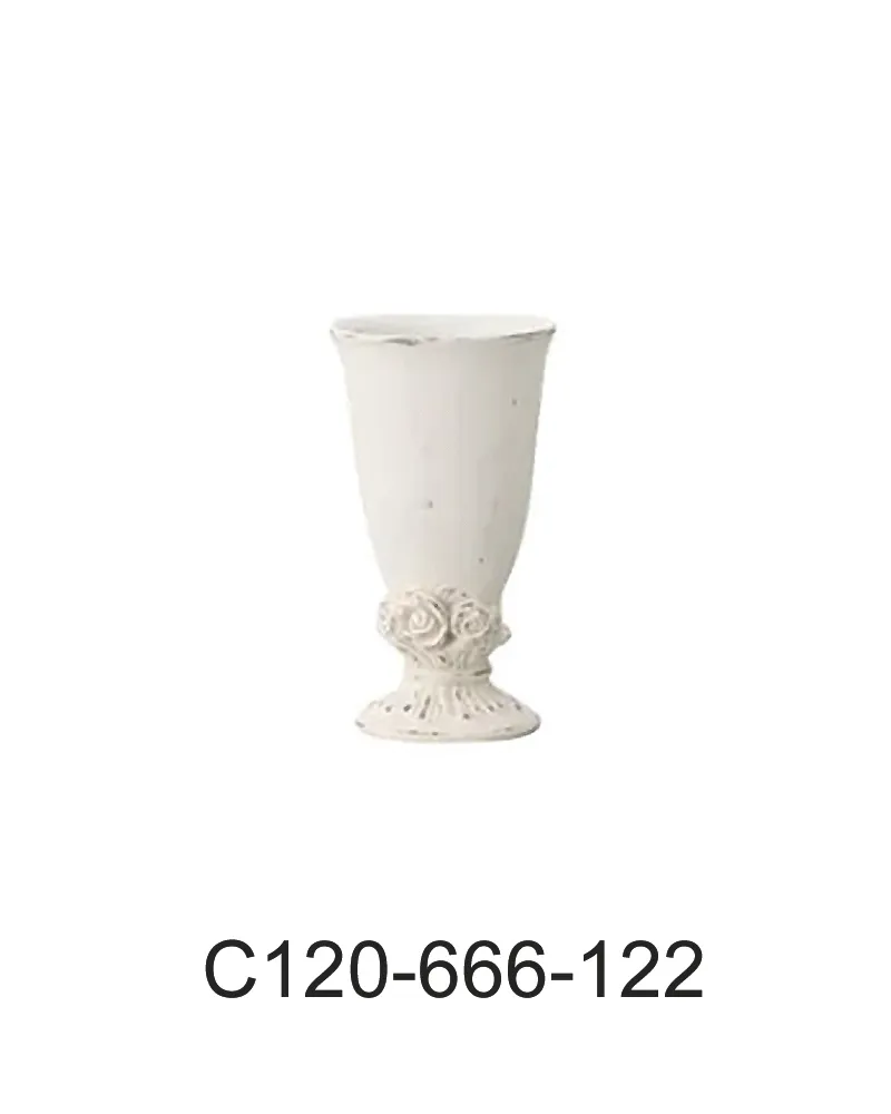 Clay中陶瓷 花瓶 C120-666-122長杯古典玫瑰 復古白