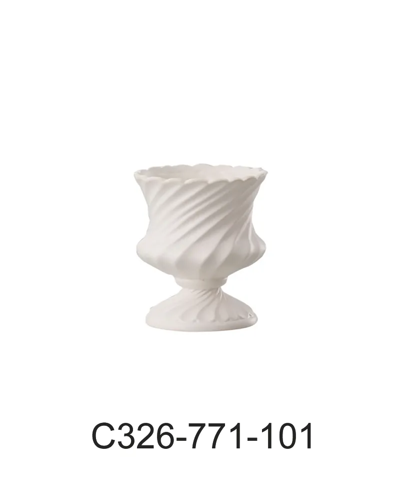 Clay中陶瓷 花瓶 C326-771-101旋紋冠軍杯 啞白