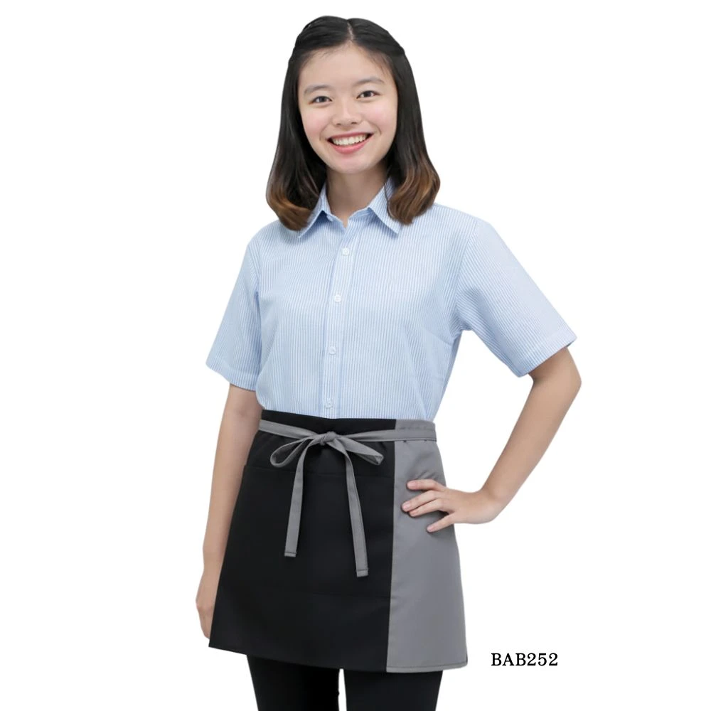 DNT 團體服 半身圍裙 BAB252｜MIT 台灣製造，黑灰拼色腰綁帶，大口袋設計，餐飲門市