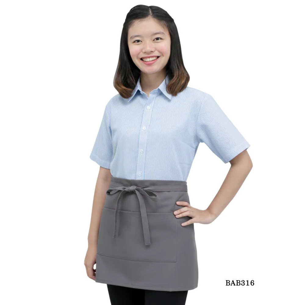 DNT 團體服 半身圍裙 BAB316｜MIT 台灣製造，灰色系綁帶與大容量口袋，餐飲服務