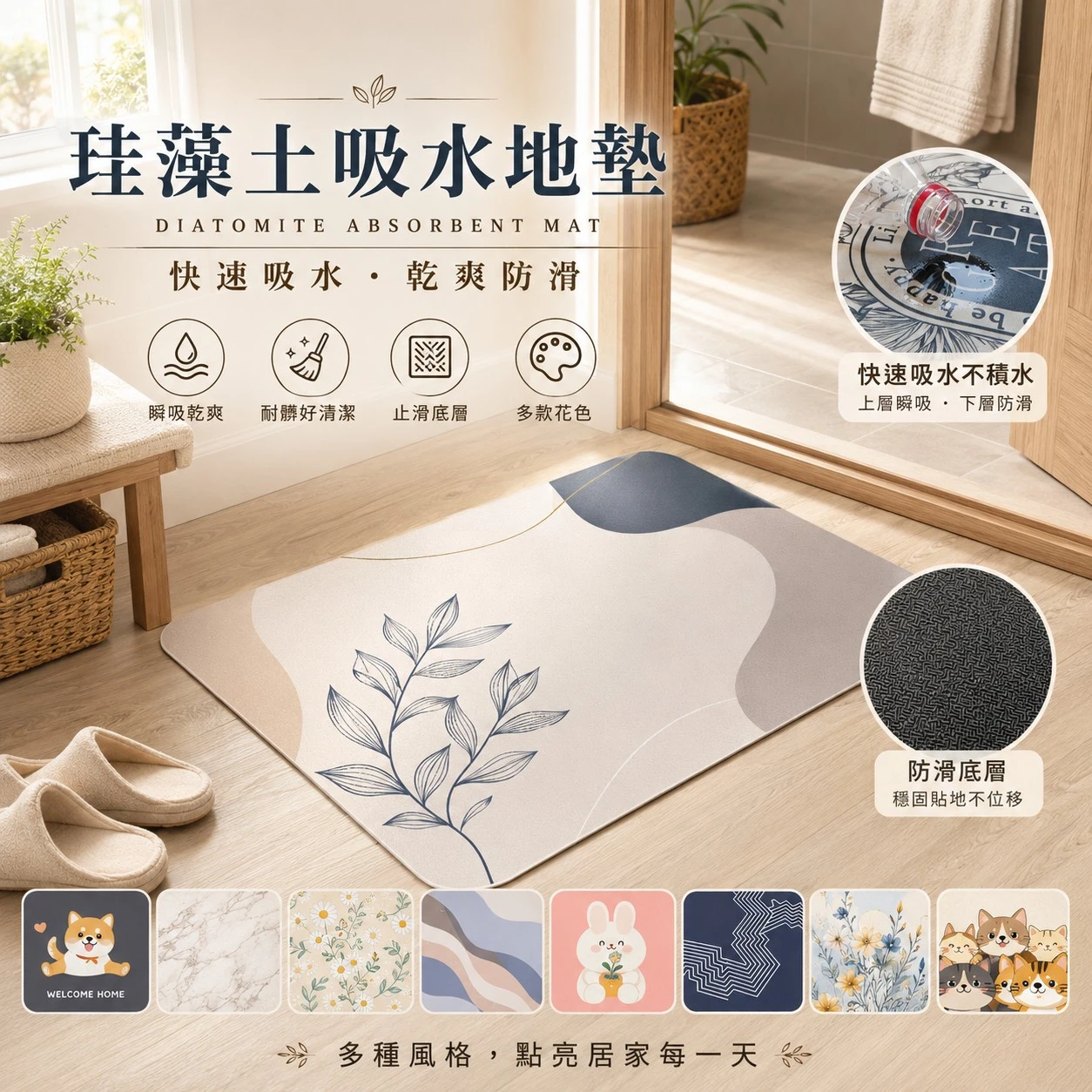 珪藻土吸水地墊