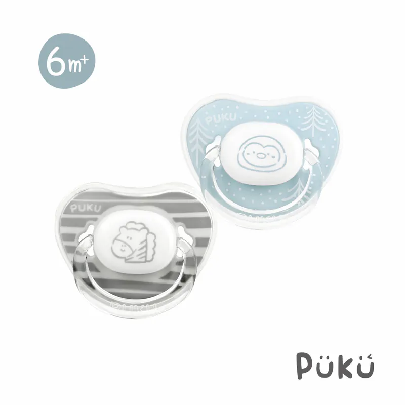 Animal動物安撫奶嘴2入組-較大型(灰藍/米粉)