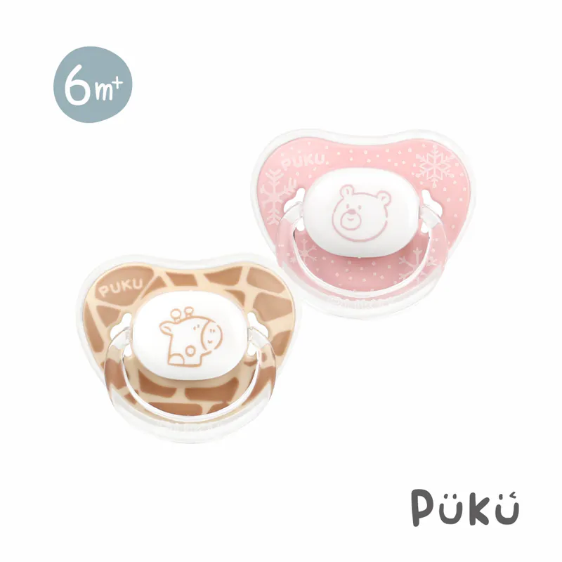 Animal動物安撫奶嘴2入組-較大型(灰藍/米粉)