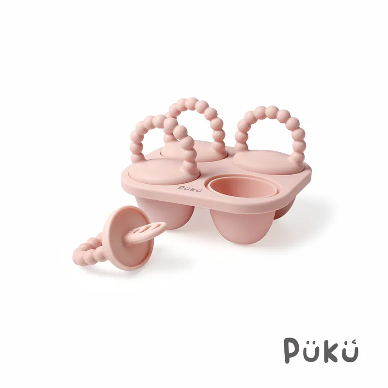 PUKU 午茶多拿滋矽膠冰盒4格-(三色)