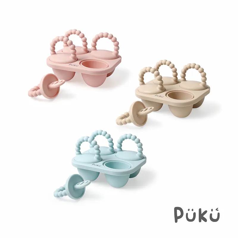 PUKU 午茶多拿滋矽膠冰盒4格-(三色)