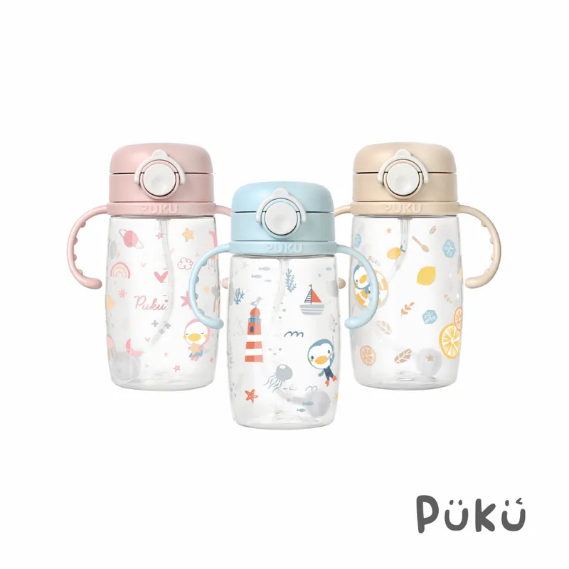PUKU 飄飄奶蓋Tritan吸管學習水杯330ml-(三色)