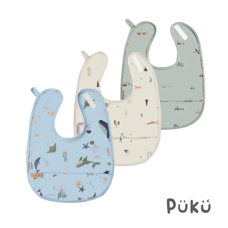 PUKU 小食防水口袋兜兜-(三色)