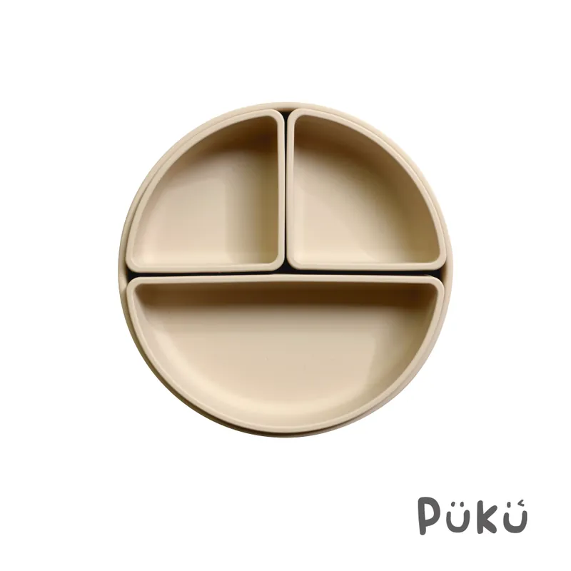 PUKU 午茶自由派矽膠吸盤餐盤-(三色)