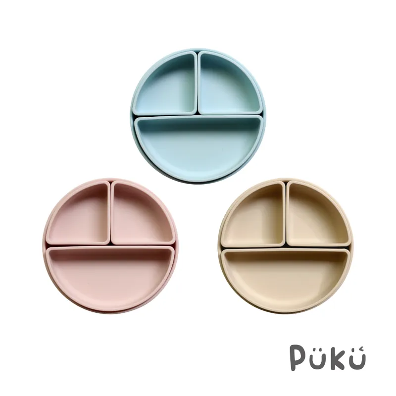 PUKU 午茶自由派矽膠吸盤餐盤-(三色)