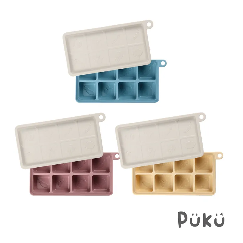 PUKU 鉑金矽膠附蓋副食品分裝盒-三色
