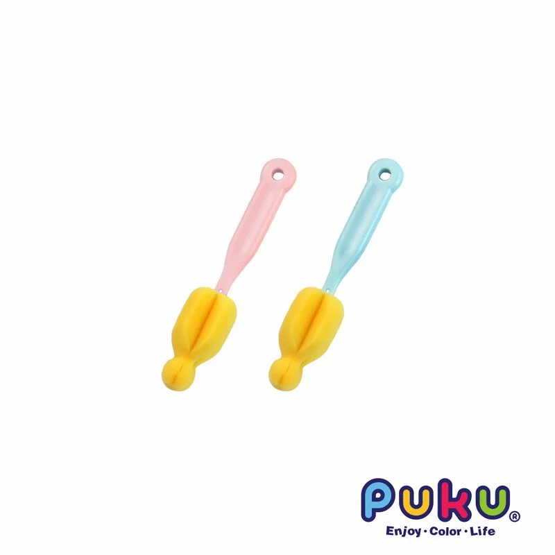 PUKU 轉轉Q高密度海綿奶嘴刷 - 水/粉