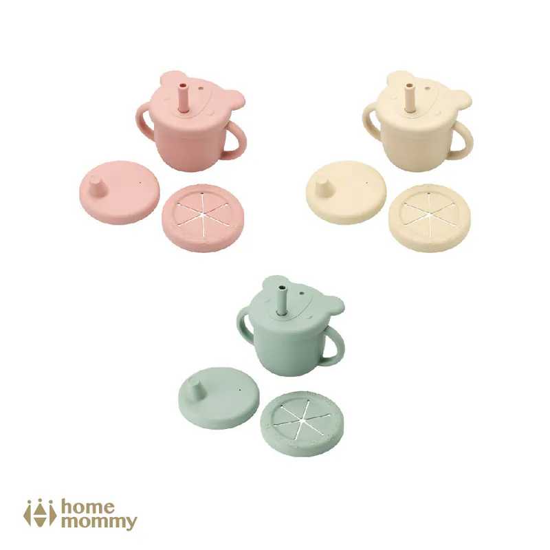 HomeMommy 3in1矽膠雙耳學習水杯組(三色) 250ml
