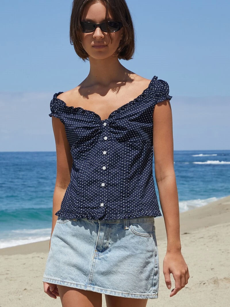elena polka dot top