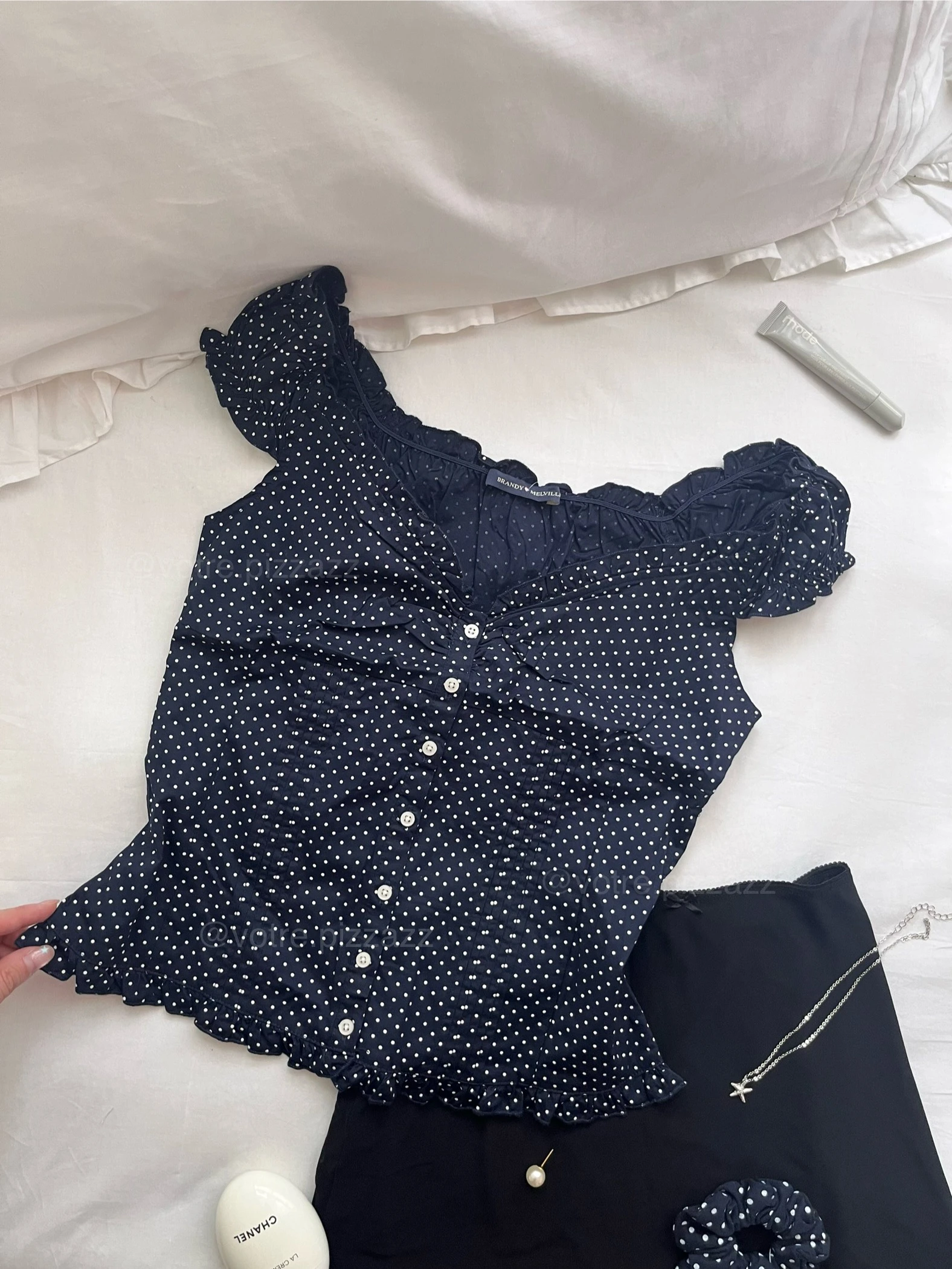 elena polka dot top