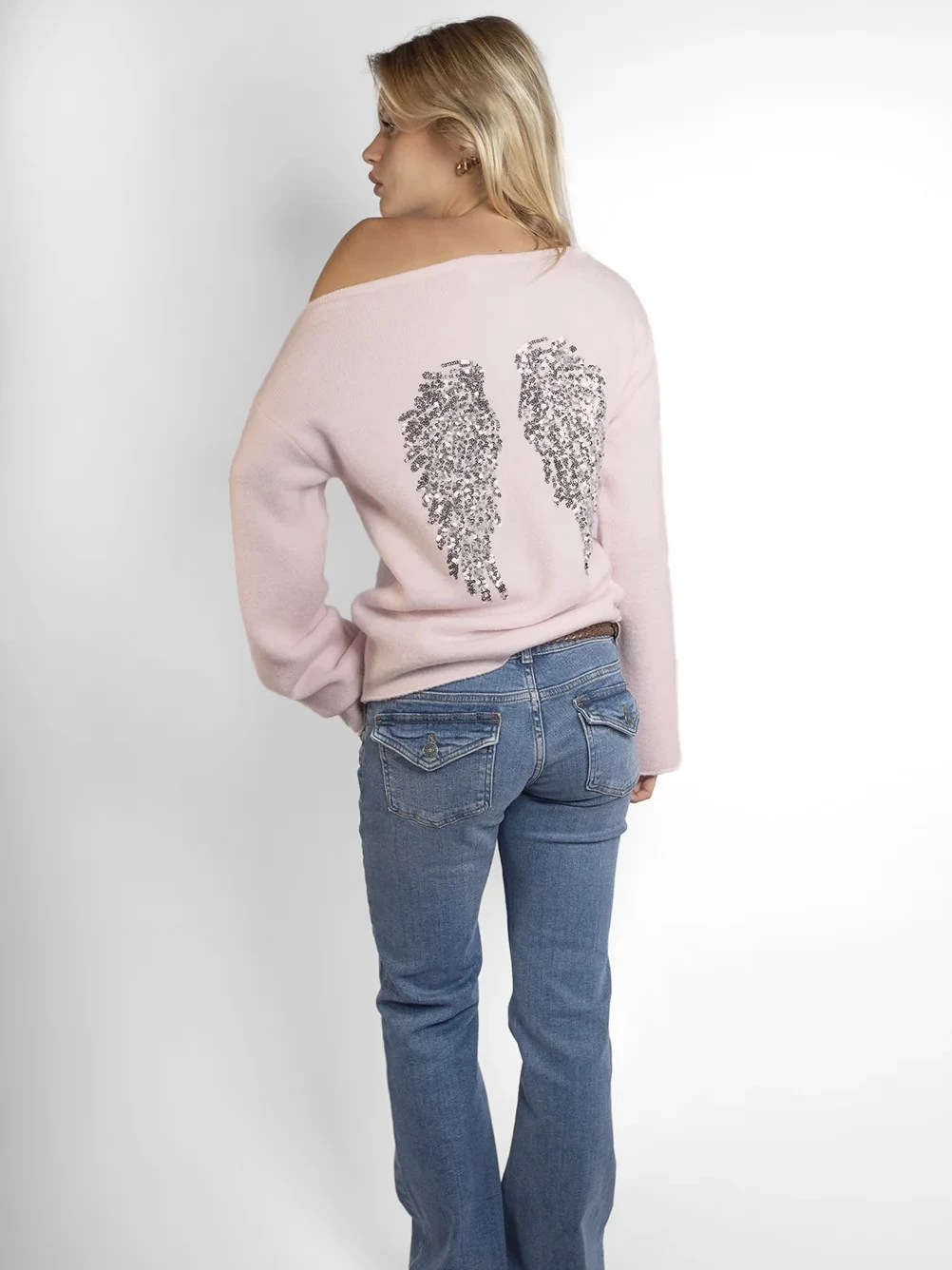 wings sequin sweater