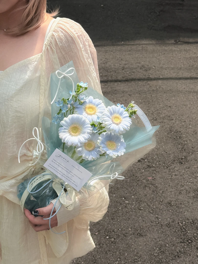 碎冰藍非洲菊 小太陽花束 Icy Blue Gerbera Daisy