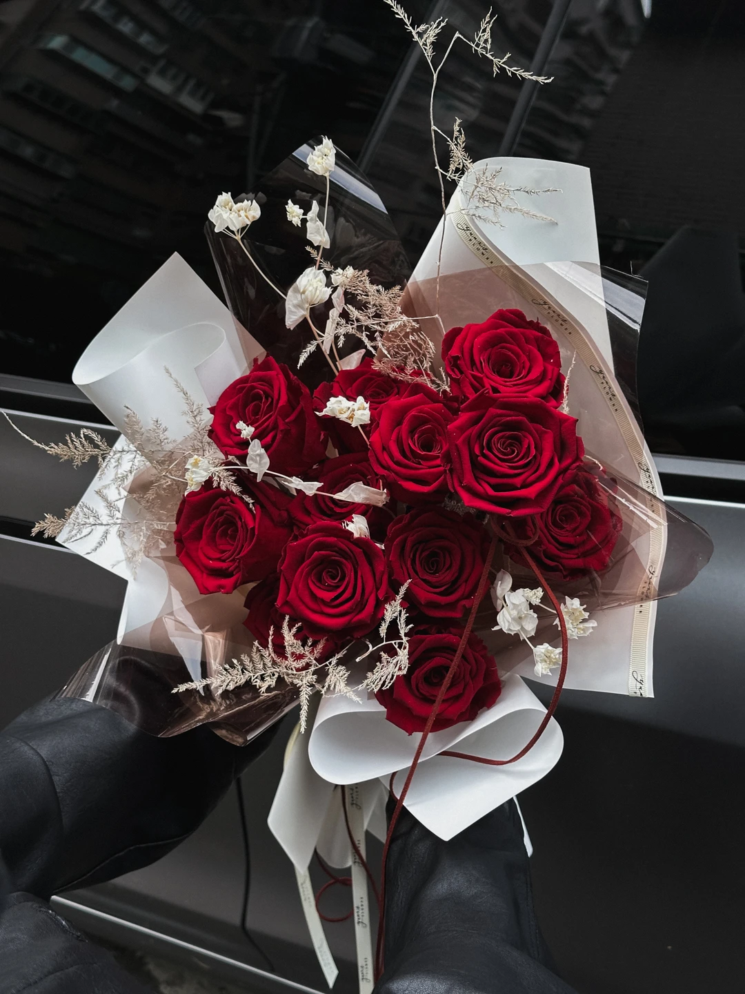 韓式酒紅永生玫瑰花束 Burgundy Deep Red Rose