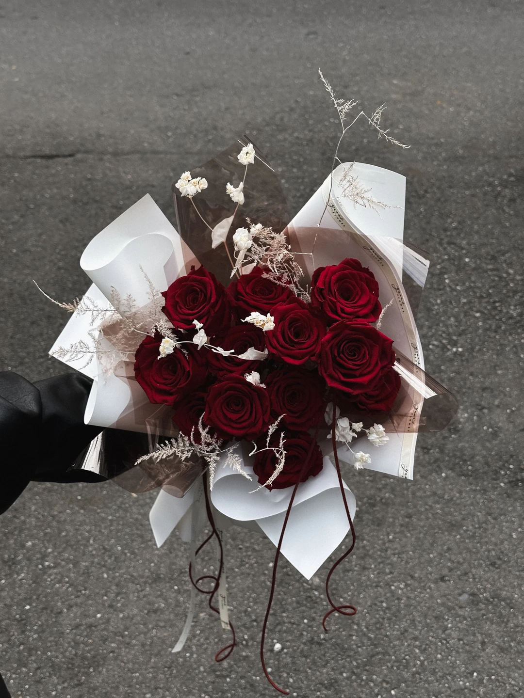 韓式酒紅永生玫瑰花束 Burgundy Deep Red Rose
