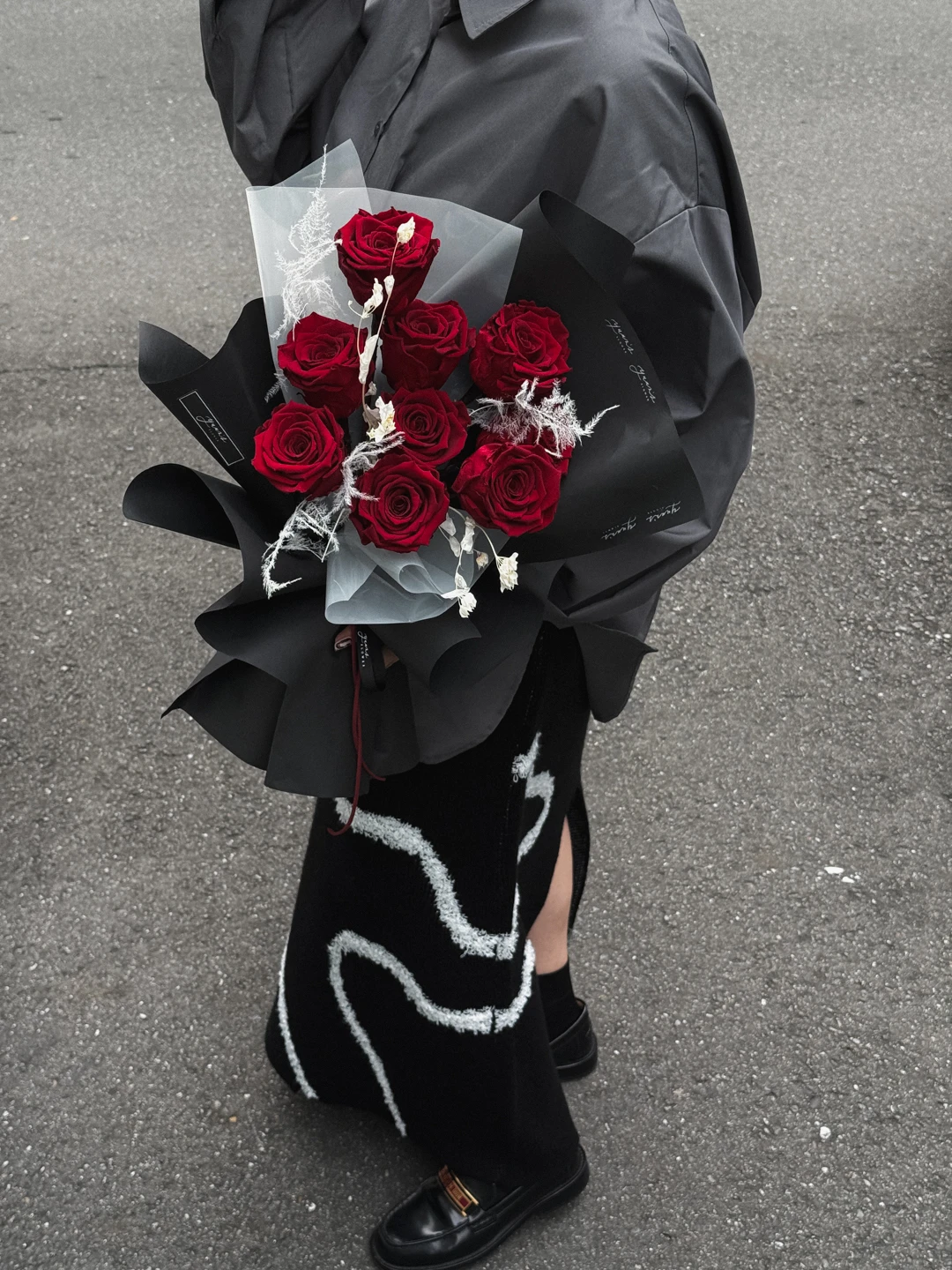 韓式酒紅玫瑰永生花束 Dark Red Rose