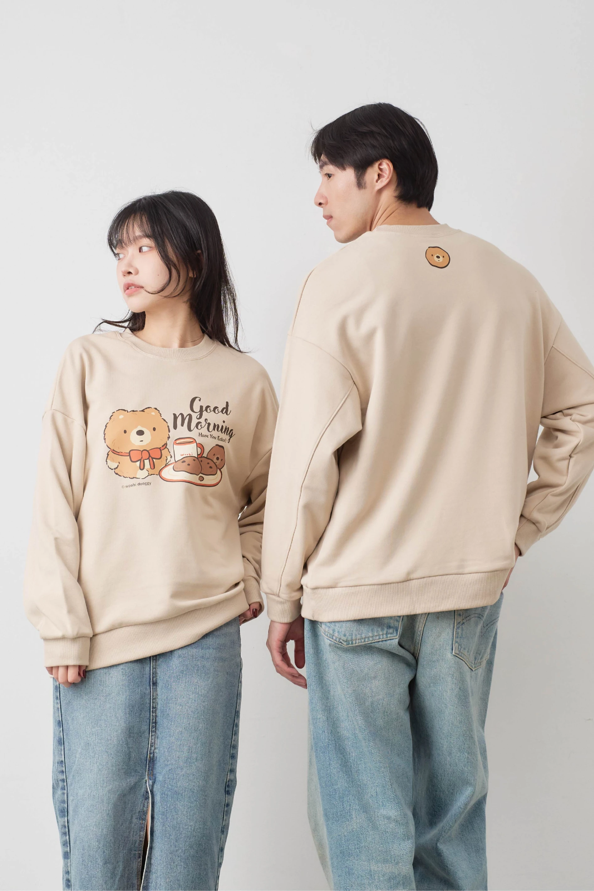 嗚比說早安  微刷絨冬棉大學TEE