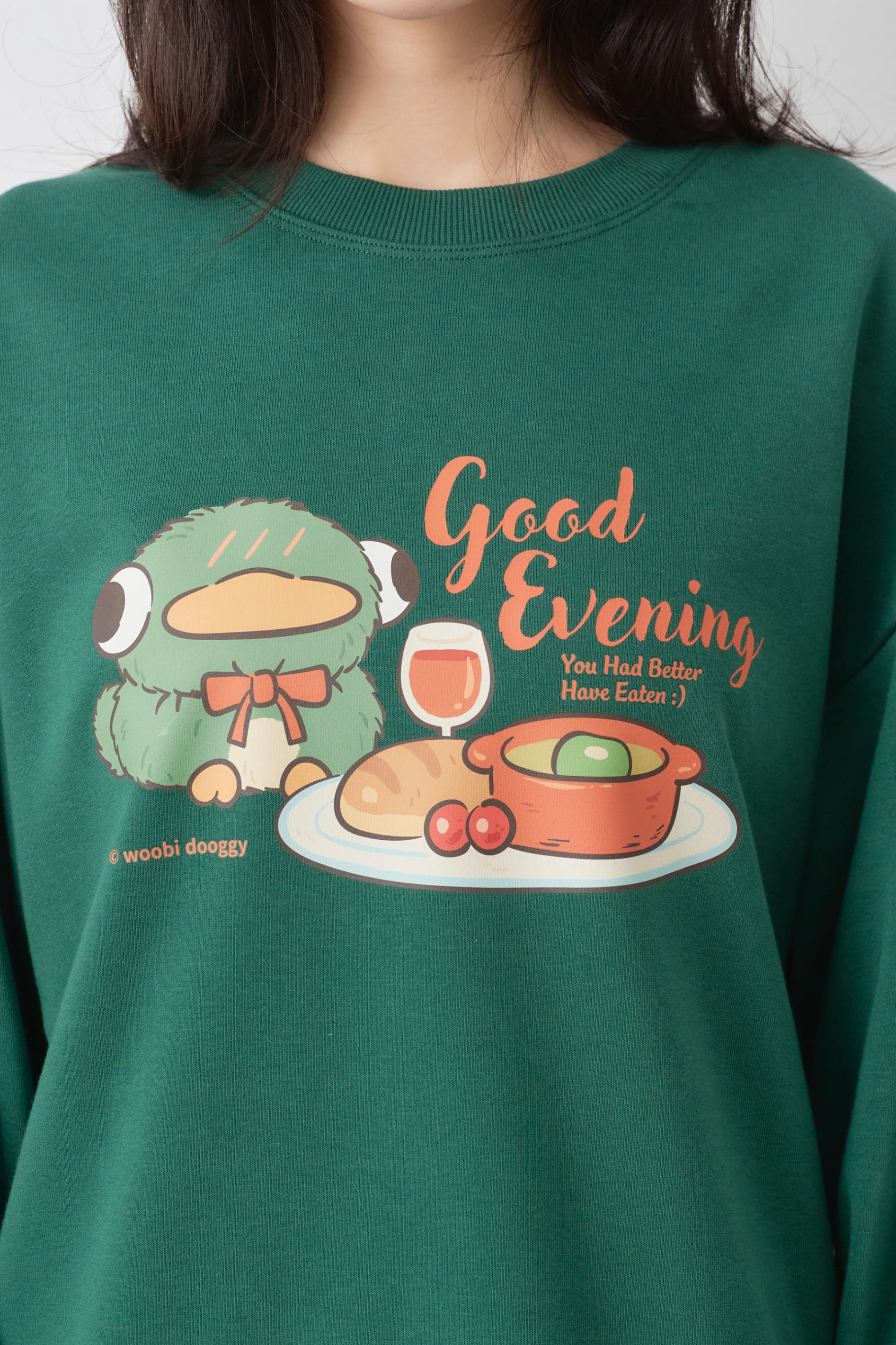 綠豆說晚安  微刷絨冬棉大學TEE
