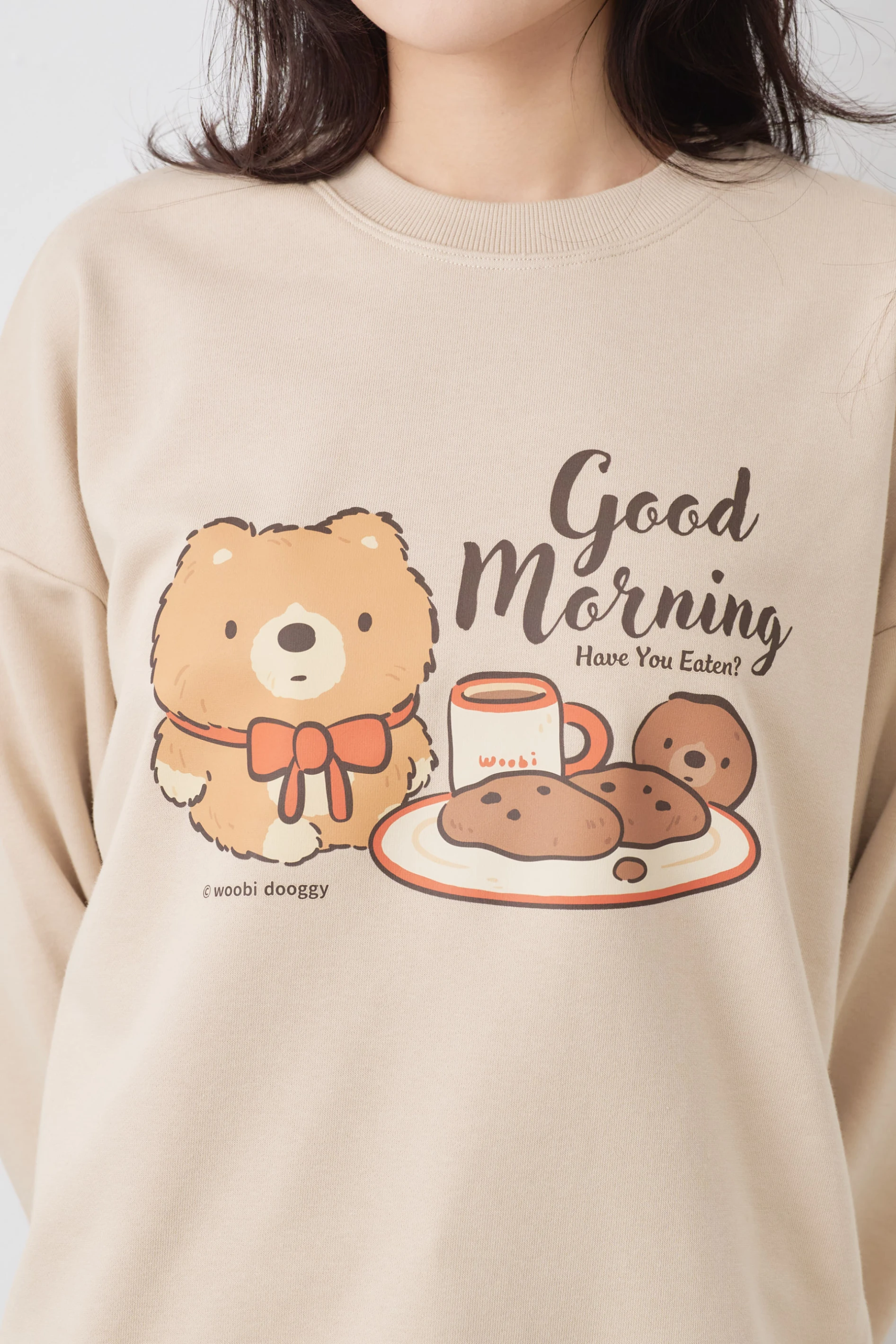 嗚比說早安  微刷絨冬棉大學TEE