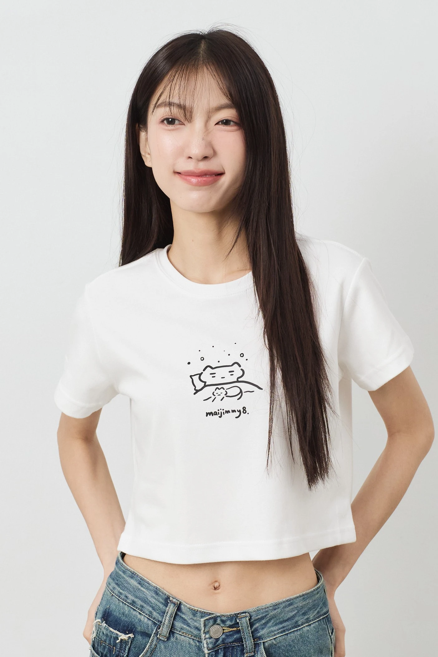 經典沒睡飽  女短版雲朵TEE