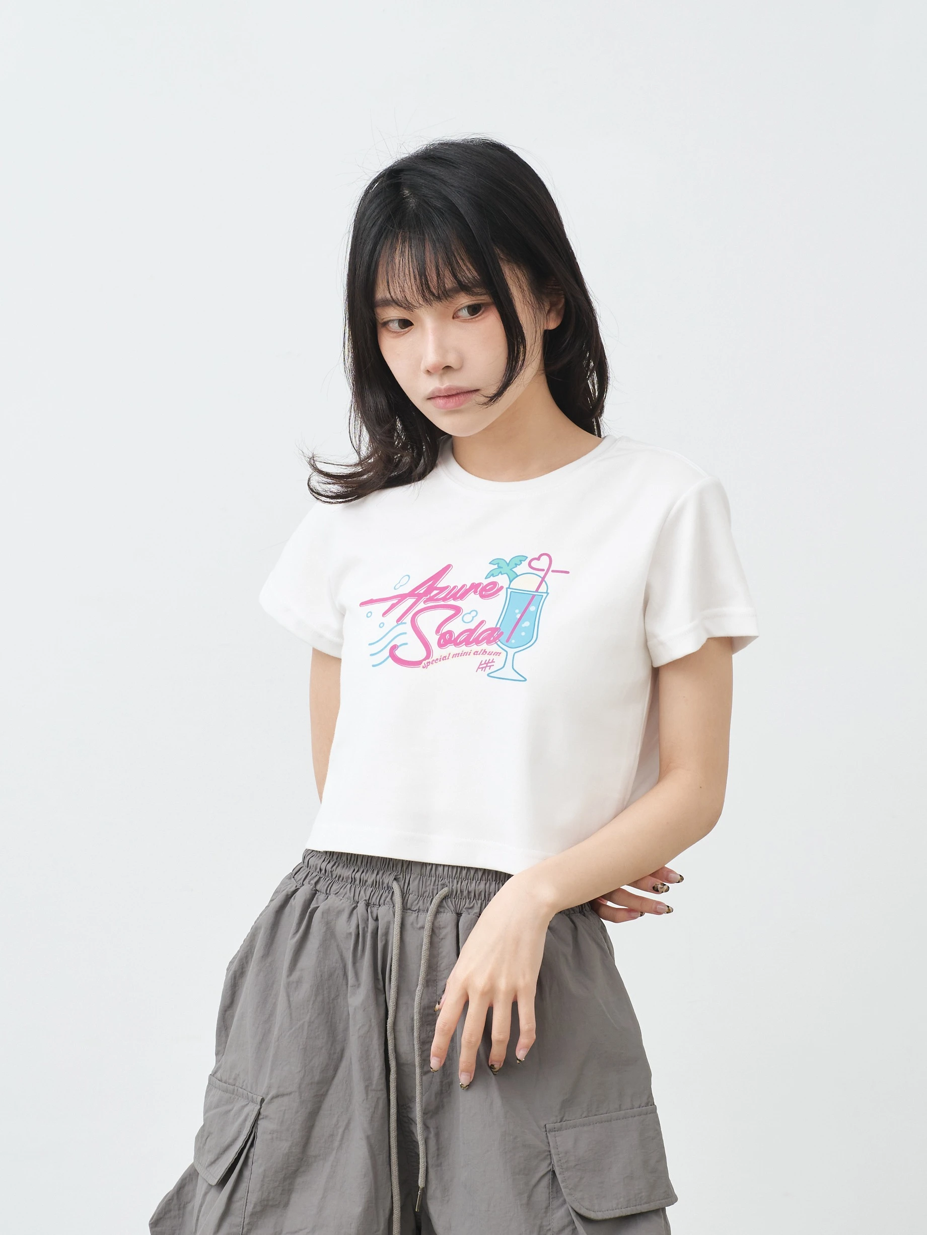 藍色蘇打 女短版雲朵TEE