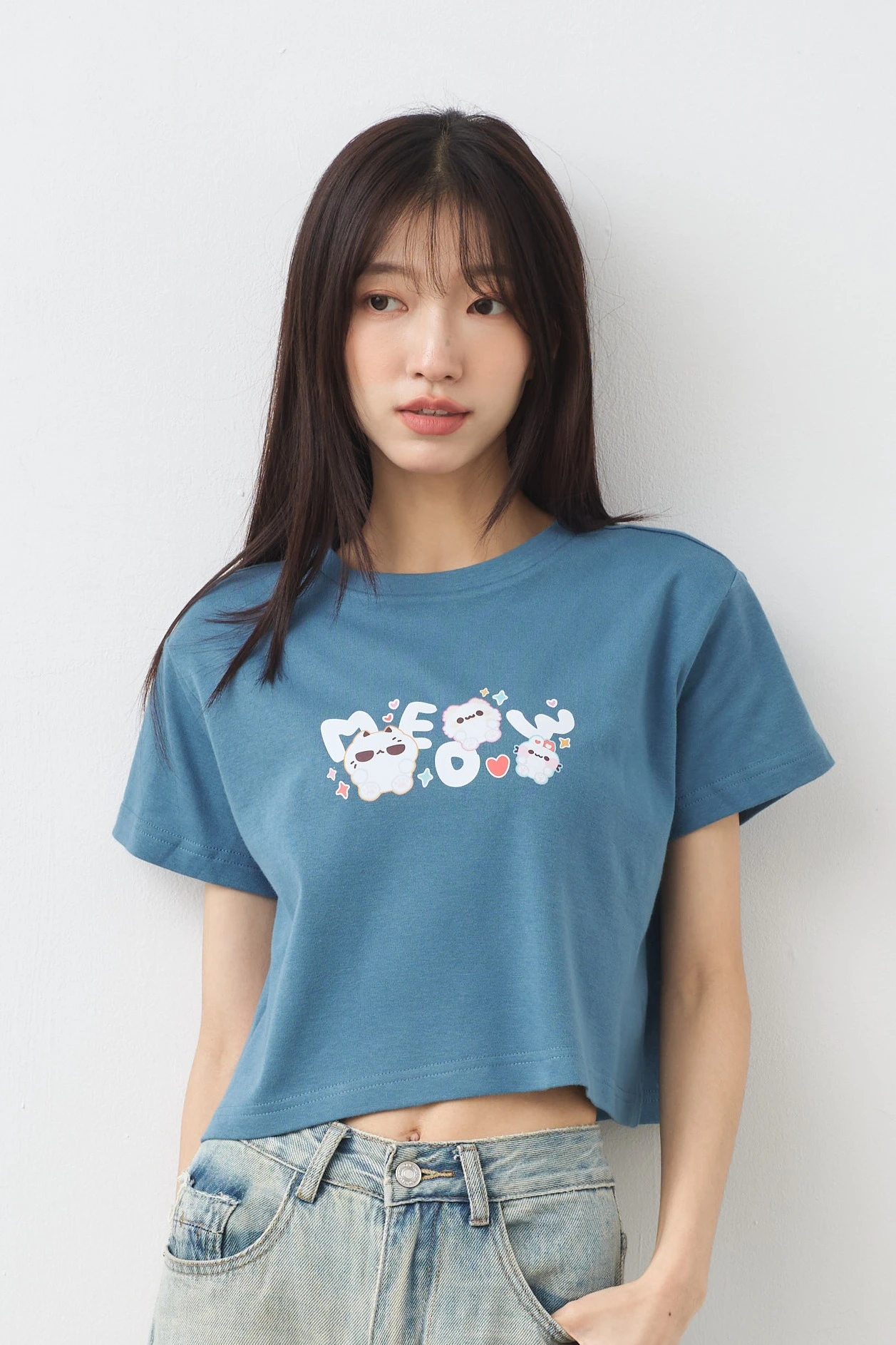 MEOW兔 女短版軟糖TEE