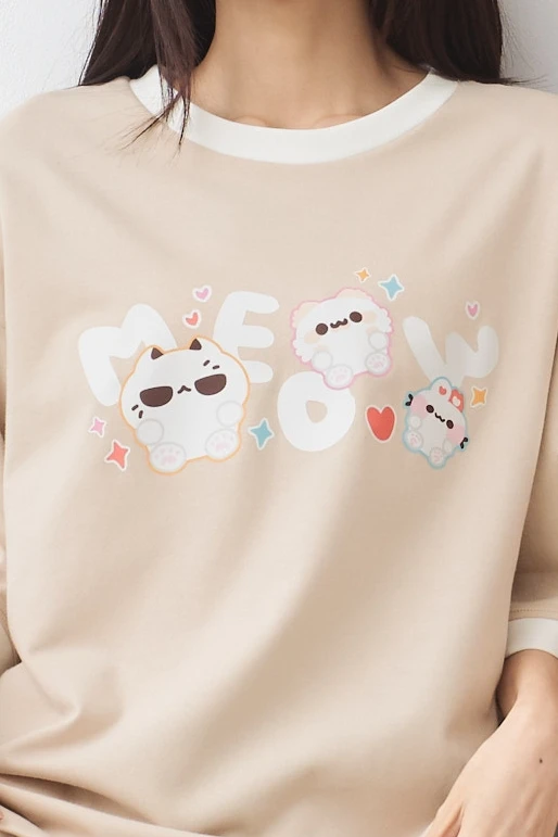 MEOW兔 跳色空氣TEE
