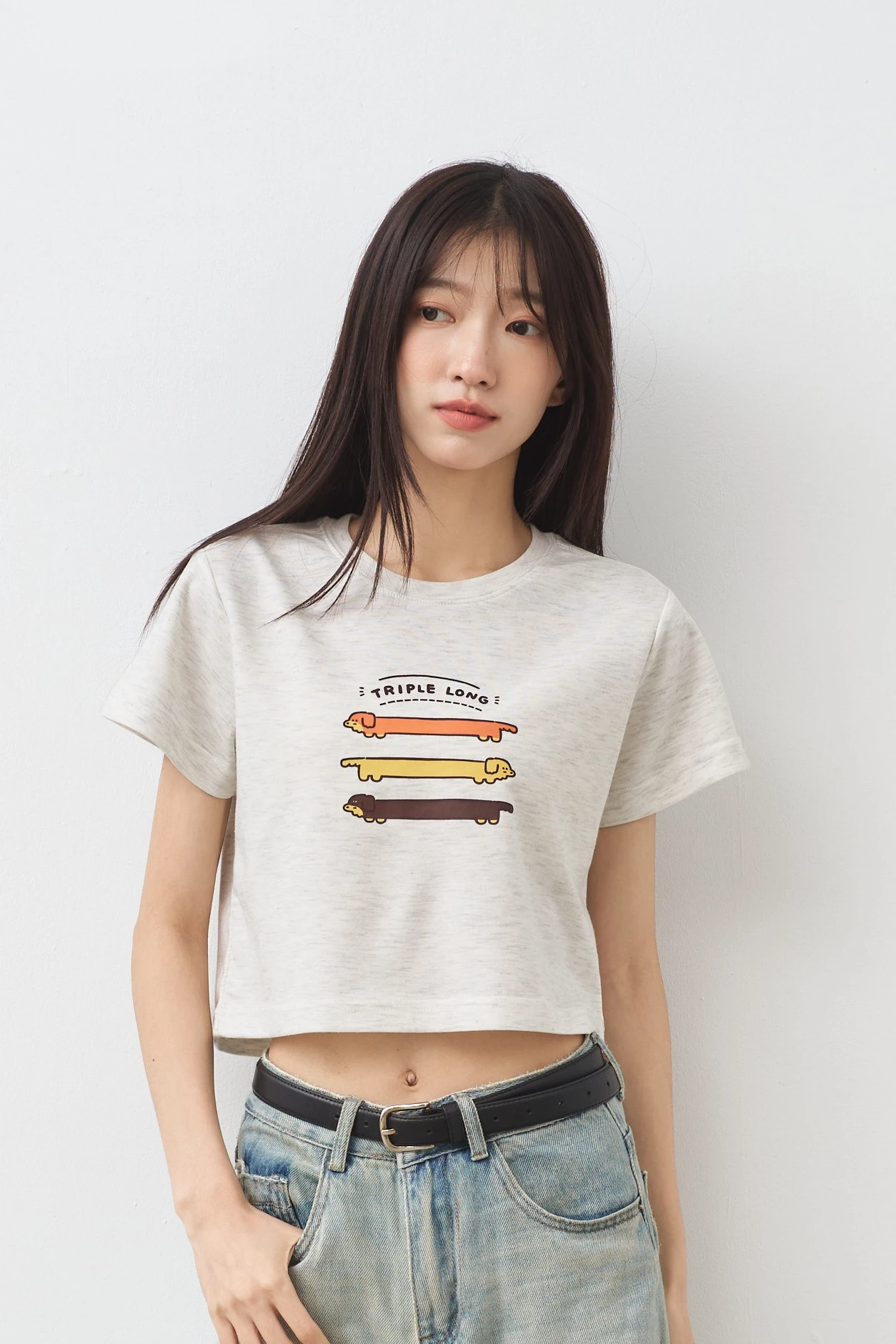 TRIPLE LONG 女短版雲朵TEE