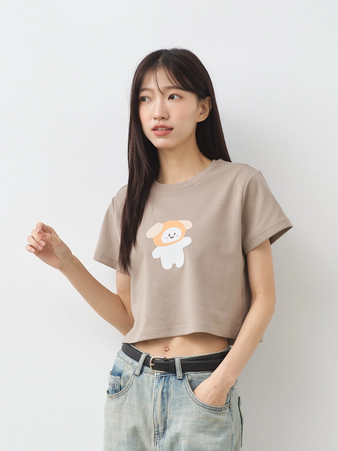 快樂小狗 女短版雲朵TEE