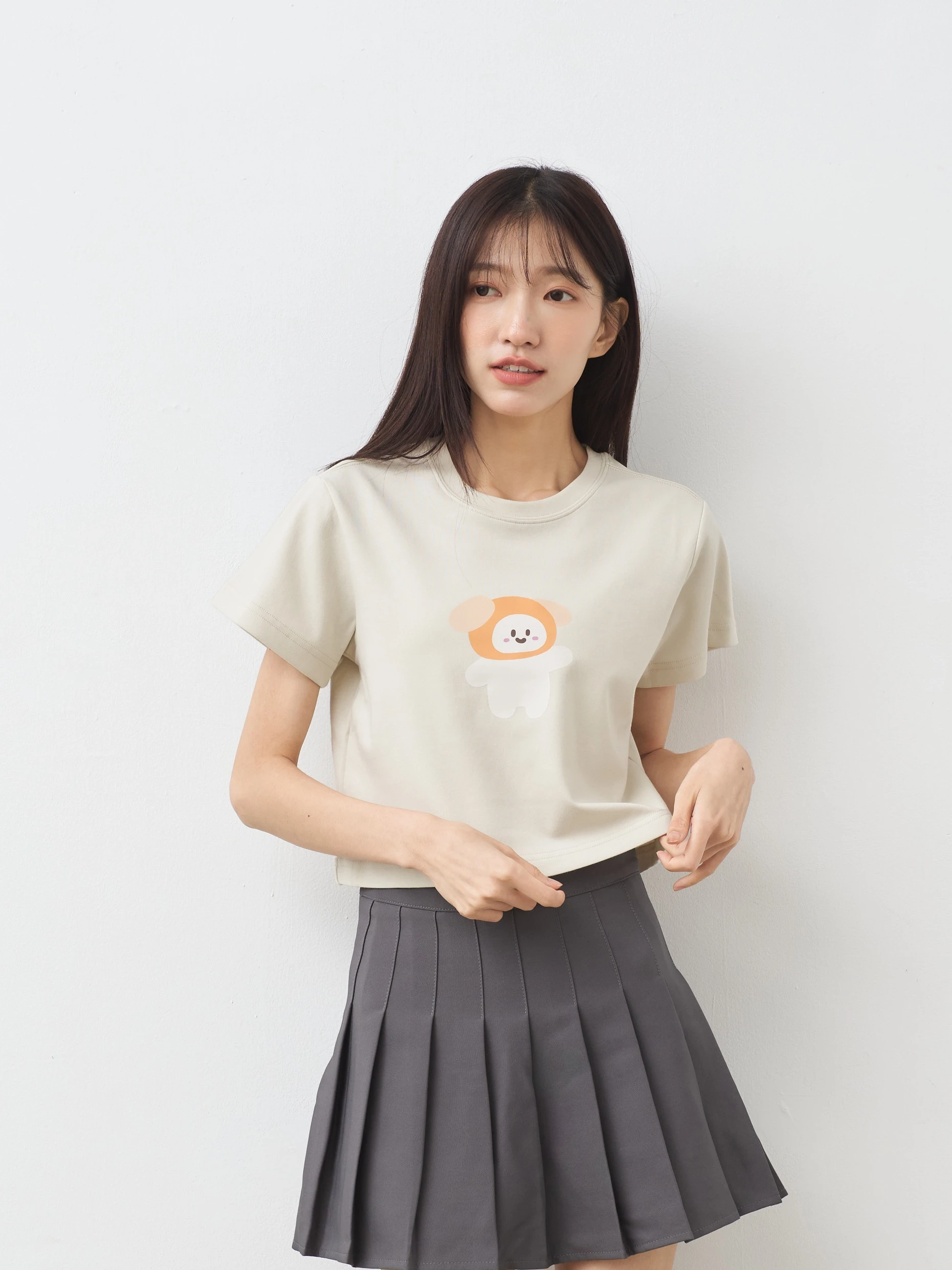 快樂小狗 女短版雲朵TEE
