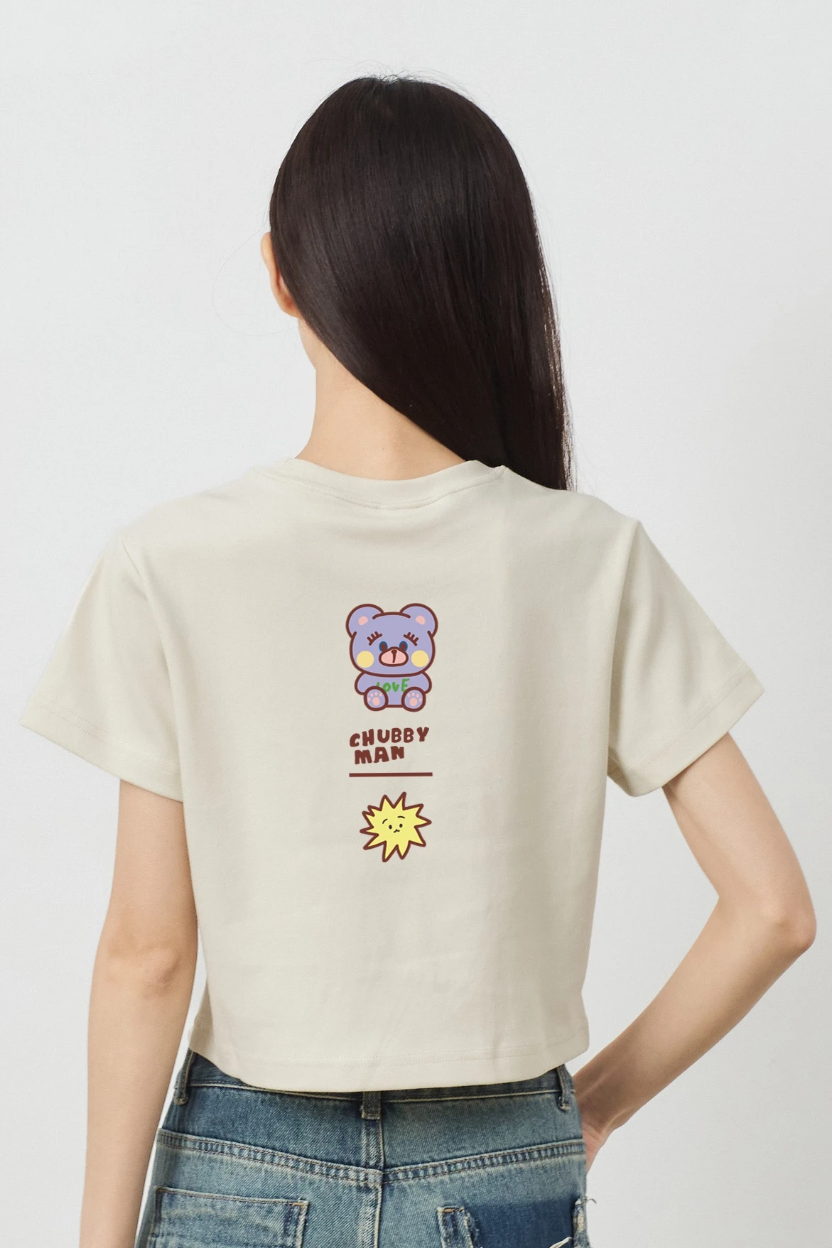 復古兔兔  女短版雲朵TEE