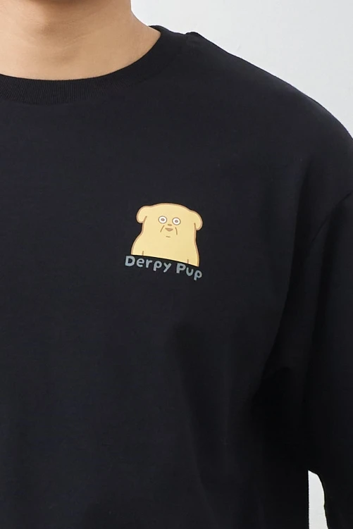 醜嫩狗勾小半身logo  親膚雲朵TEE